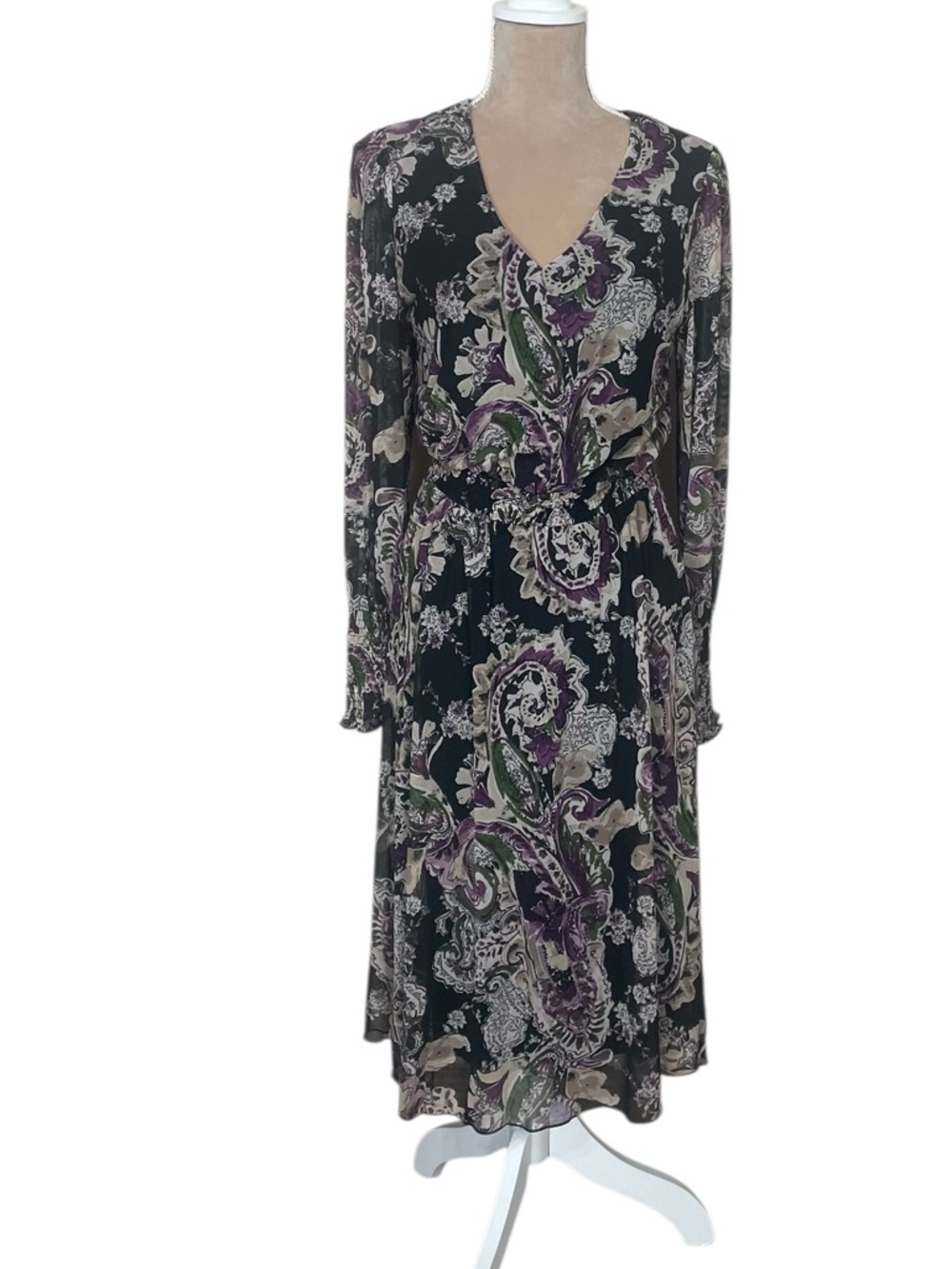 NWT Kate & Lily Long Sleeve Paisley Print Midi Dress